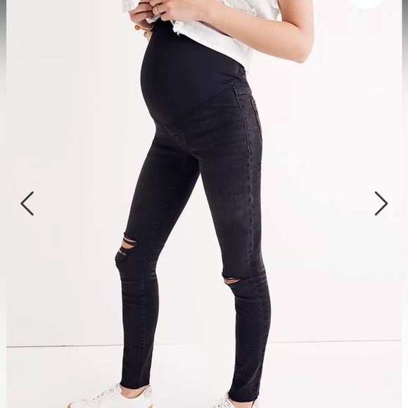 Madewell Denim - Madewell Maternity Skinny Jeans Over-the-Belly Distressed Black Denim
